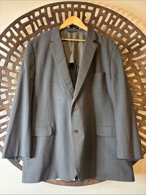 🤍 Classic Gray Two Button Blazer Wool Blend BrooksCool Brooks Brothers 54L 🤍